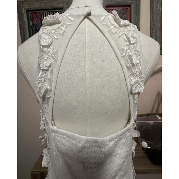 BHLDN NWT Ivory Calla Sleeveless Tulle Floral Applique Maxi Dress Size Medium - Picture 9 of 15
